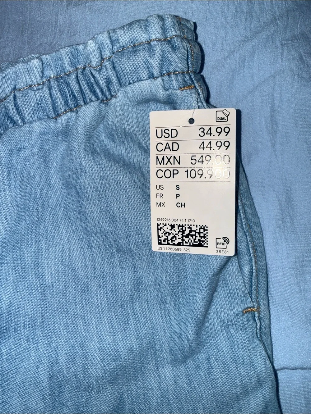 Light Blue women’s Drawstring Linen-Blend Pants